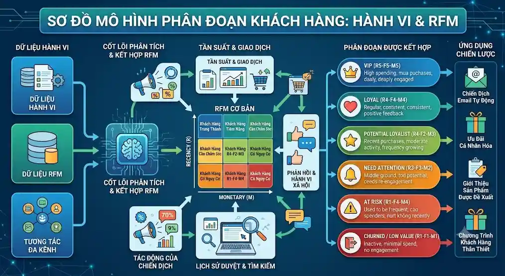 Mô hình phân đoạn khách hàng bằng AI dựa trên hành vi và RFM